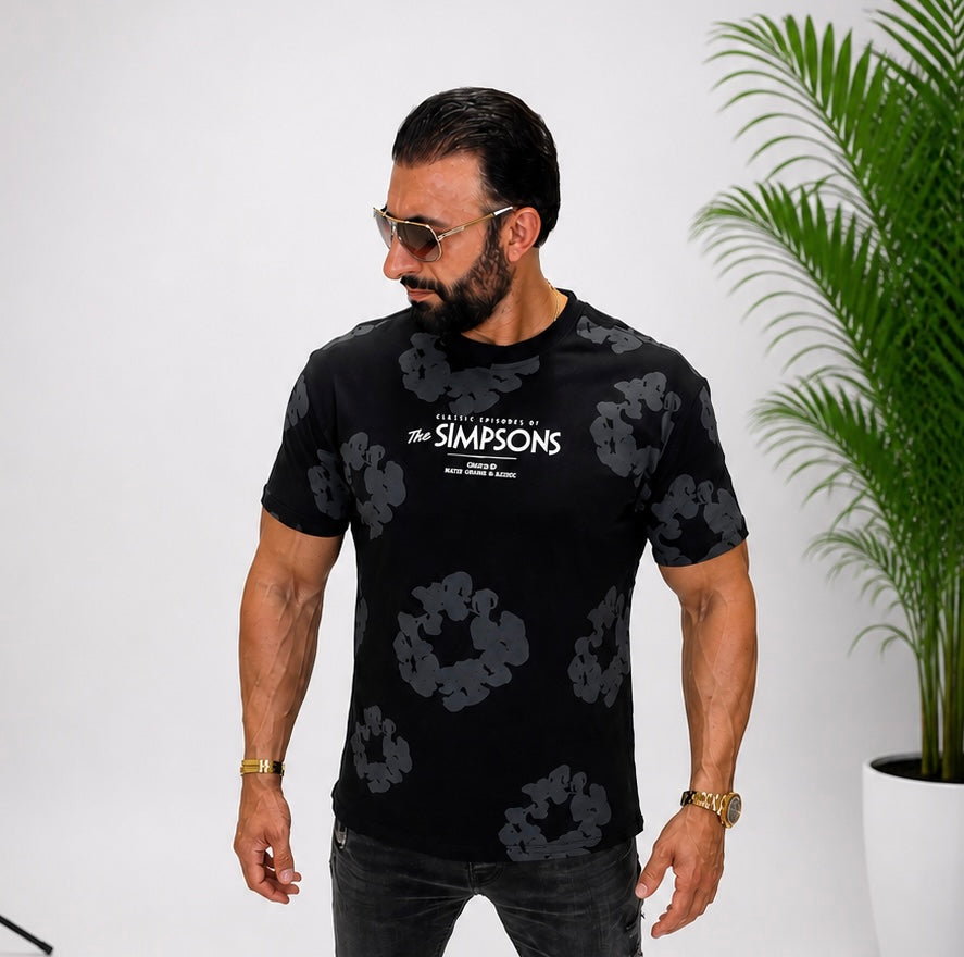 Tricou unisex oversize elegant, cu imprimeu pe față și spate, din 95% bumbac și 5% lycra