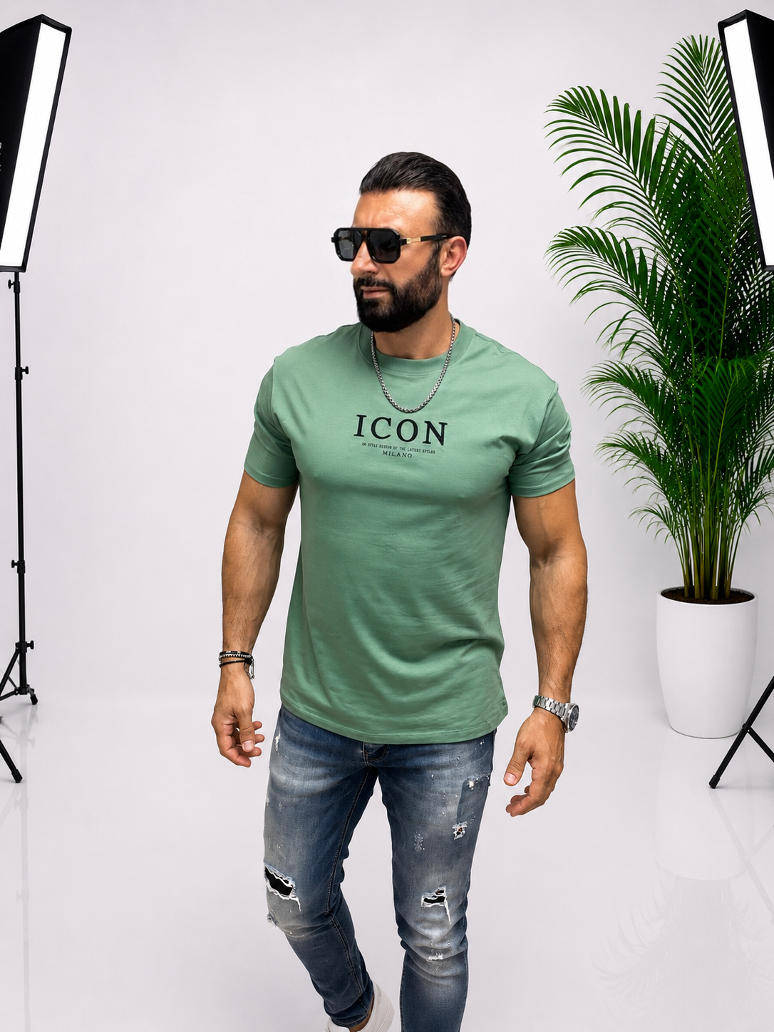 Tricou Oversize ICON Premium pentru Bărbați – Verde Sage