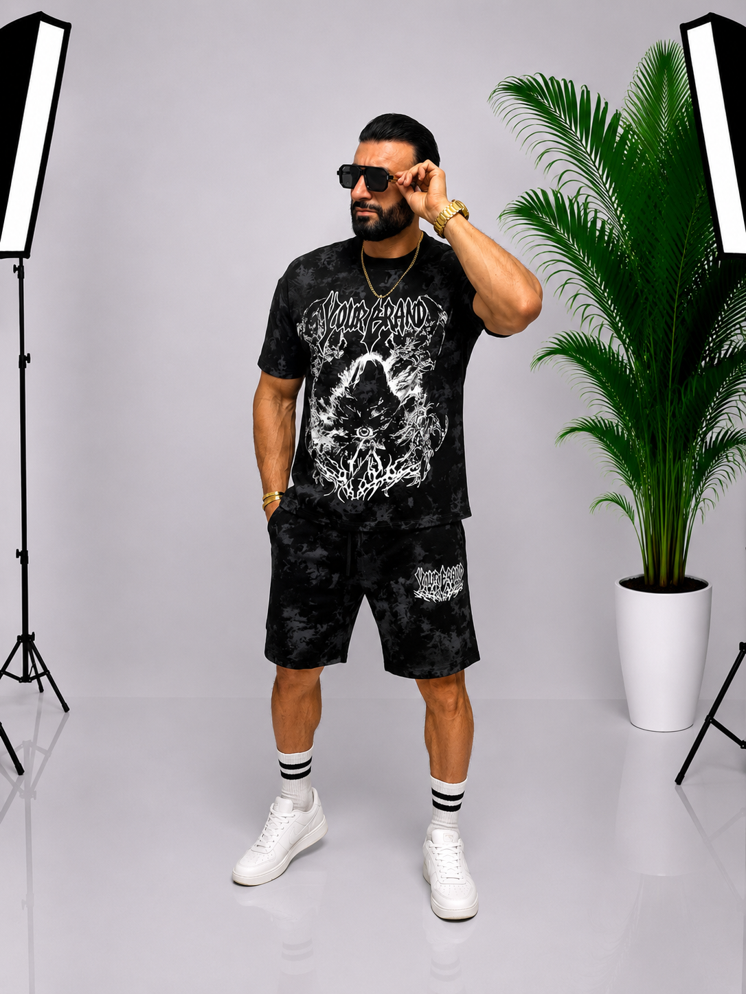 Set Premium Oversize Urban Graphic pentru Bărbați – Negru