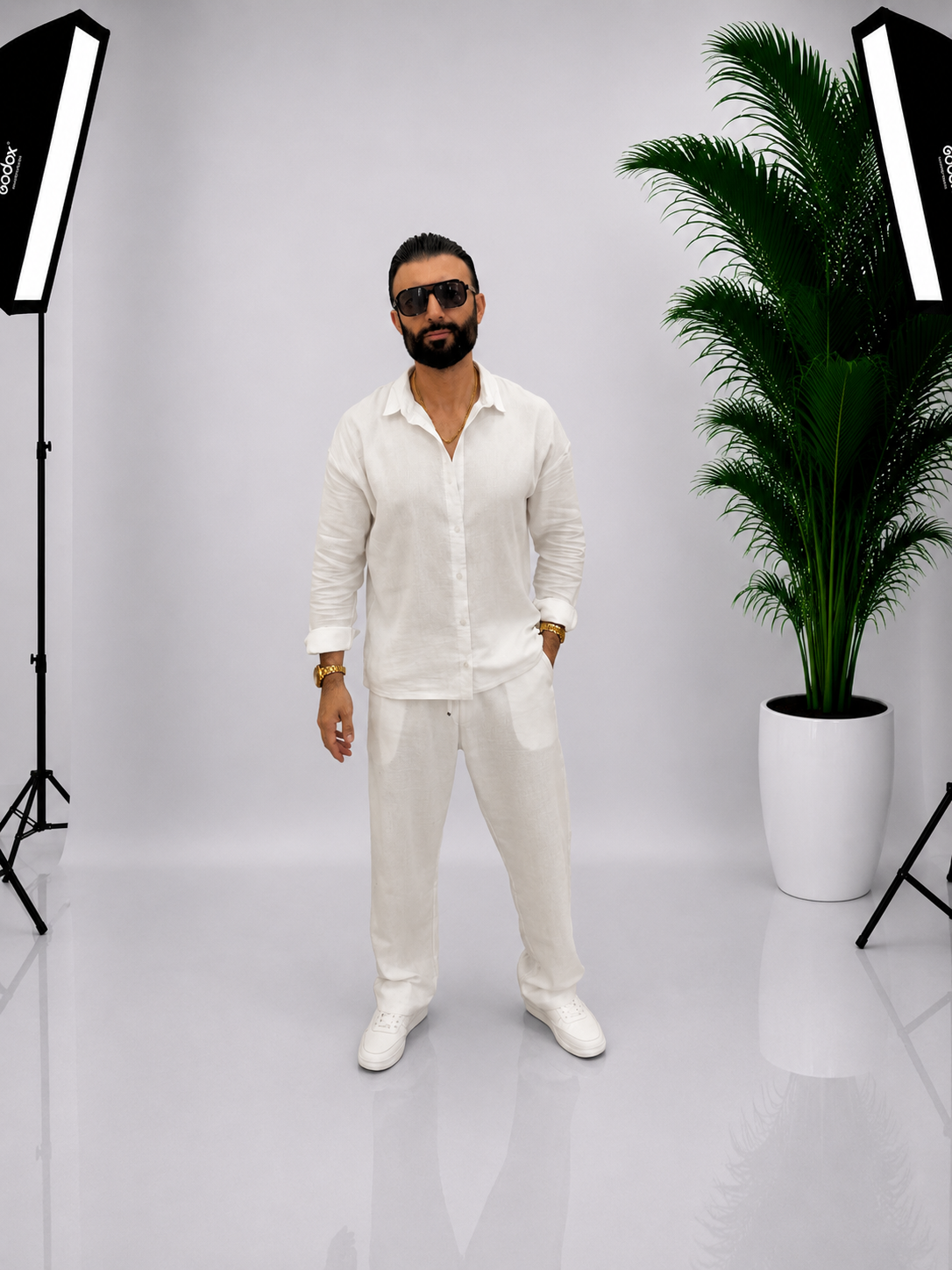 Set bărbătesc din Bumbac si In Oversize – ALB