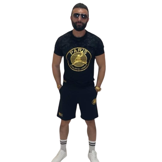 Set Compleu Negru cu Imprimeu Auriu Premium