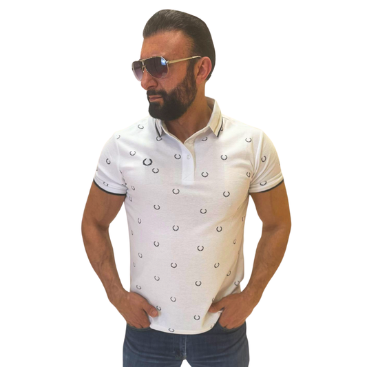 Tricou Polo Bărbați Alb cu Design Elegant