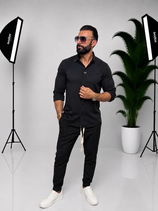 SET BĂRBĂTESC NEGRU DIN 100% BUMBAC – ELEGANT, MODERN ȘI VERSATIL