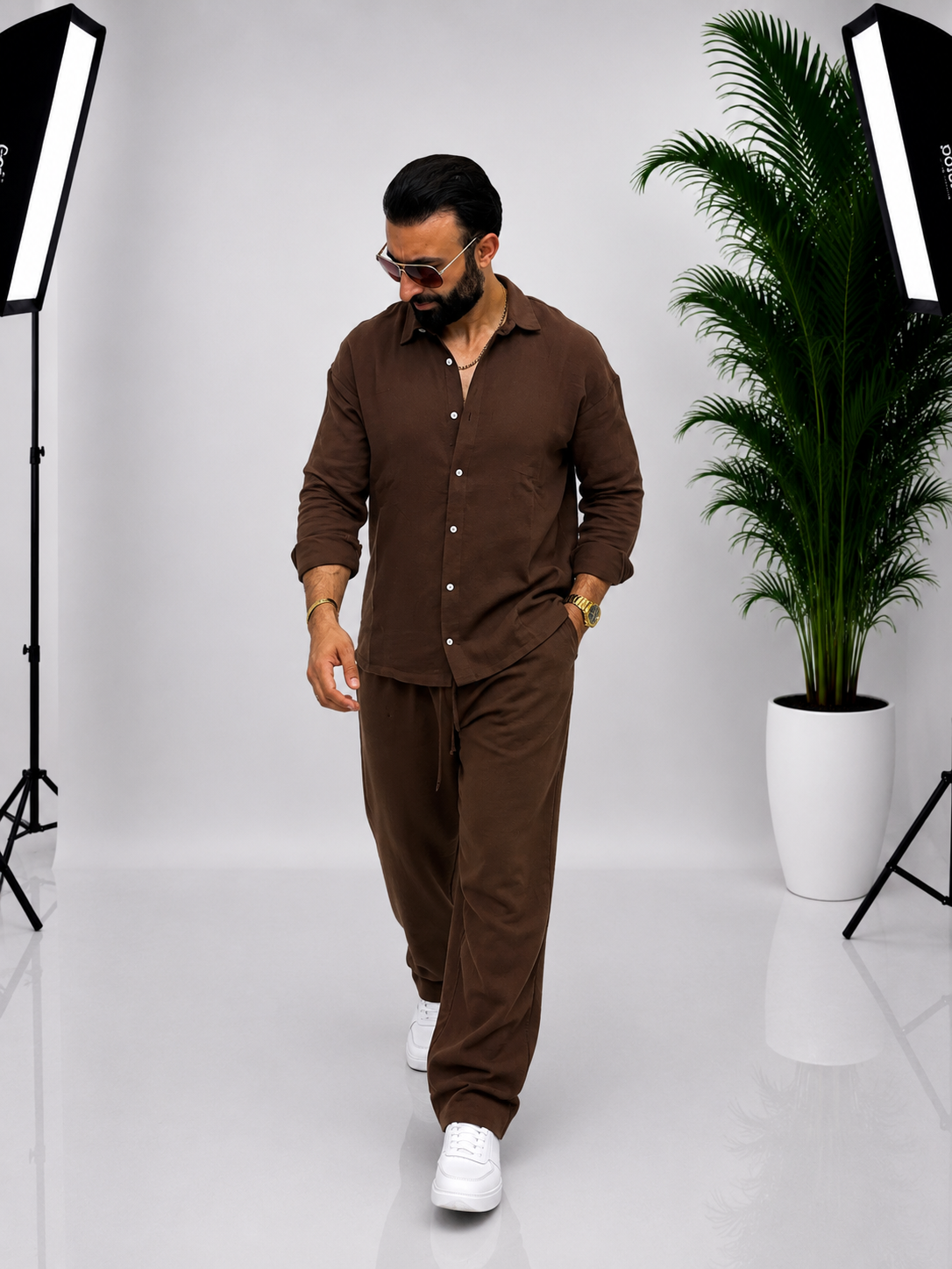 🤎 Set bărbătesc Oversize – Maro
