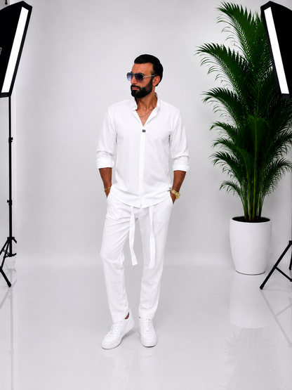 🤍 SET ALB ELEGANT PENTRU BĂRBAȚI SI EVENIMENTE – 100% BUMBAC