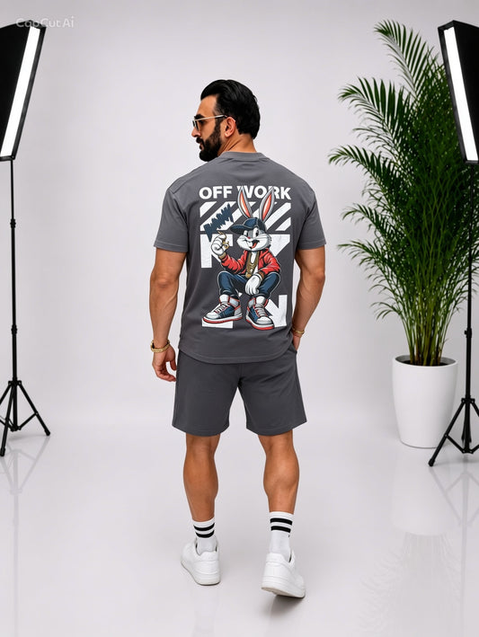 Set bărbătesc cu imprimeu Bugs Bunny în față și pe spate – confort premium și stil urban modern