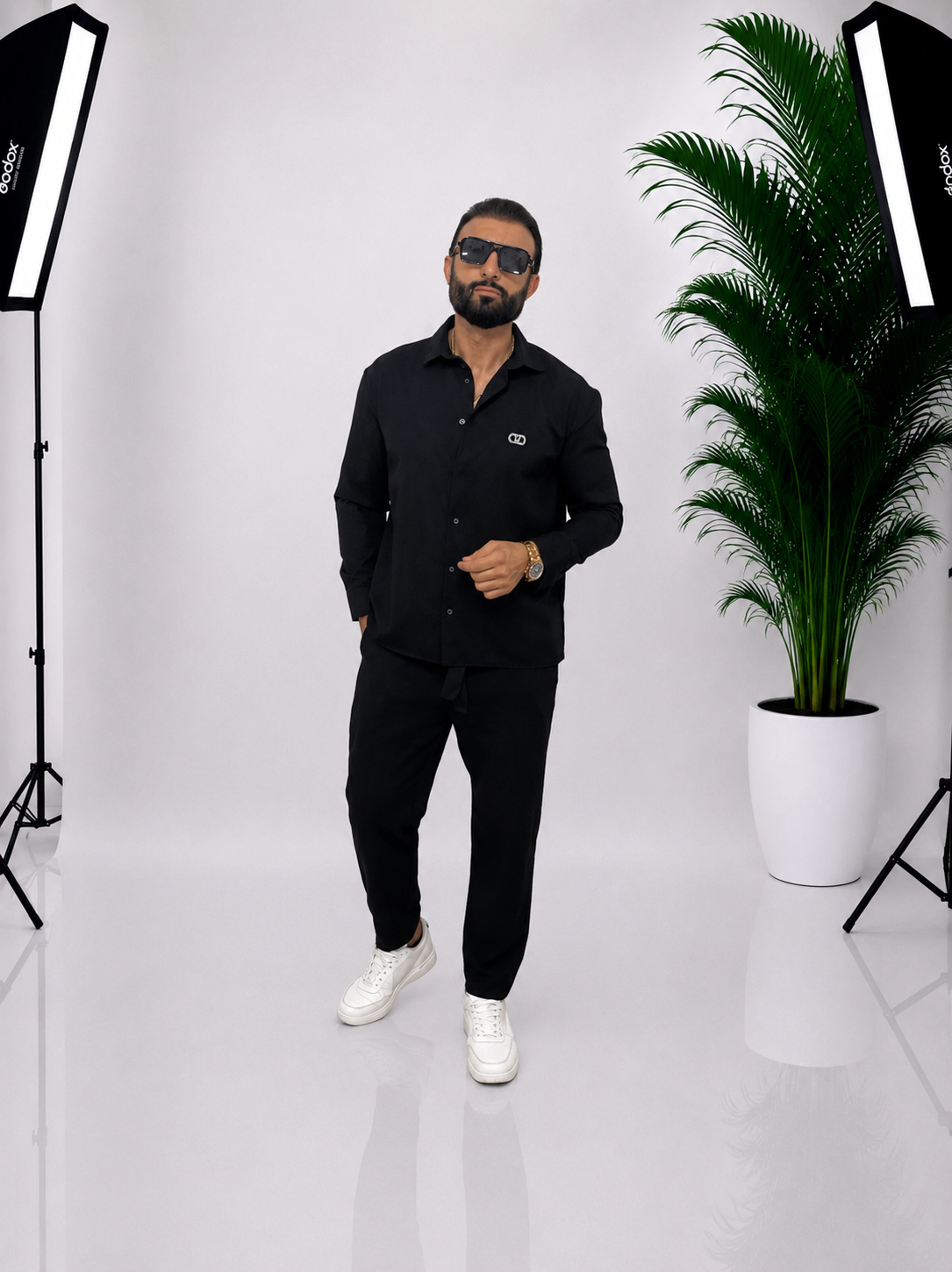 SET NEGRU DIN IN ELEGANT PENTRU BĂRBAȚI – IDEAL PENTRU EVENIMENTE | 90% IN, 10% BUMBAC