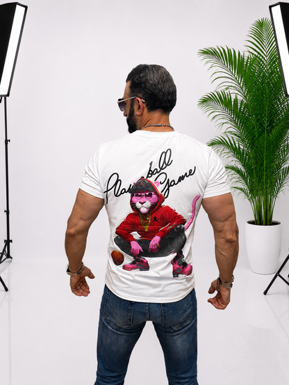 Tricou Premium Playball Game cu Pink Panther – Alb