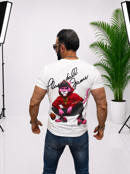 Tricou Premium Playball Game cu Pink Panther – Alb