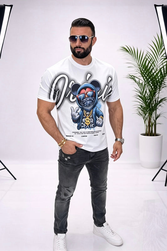 escriere detaliată produs – Tricou alb cu imprimeu grafic statement