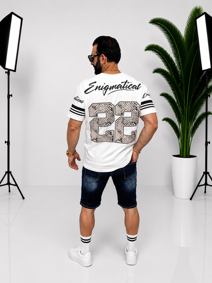 Tricou bărbătesc oversize bleumarin cu imprimeu „Enigmatical 22” – Stil casual urban