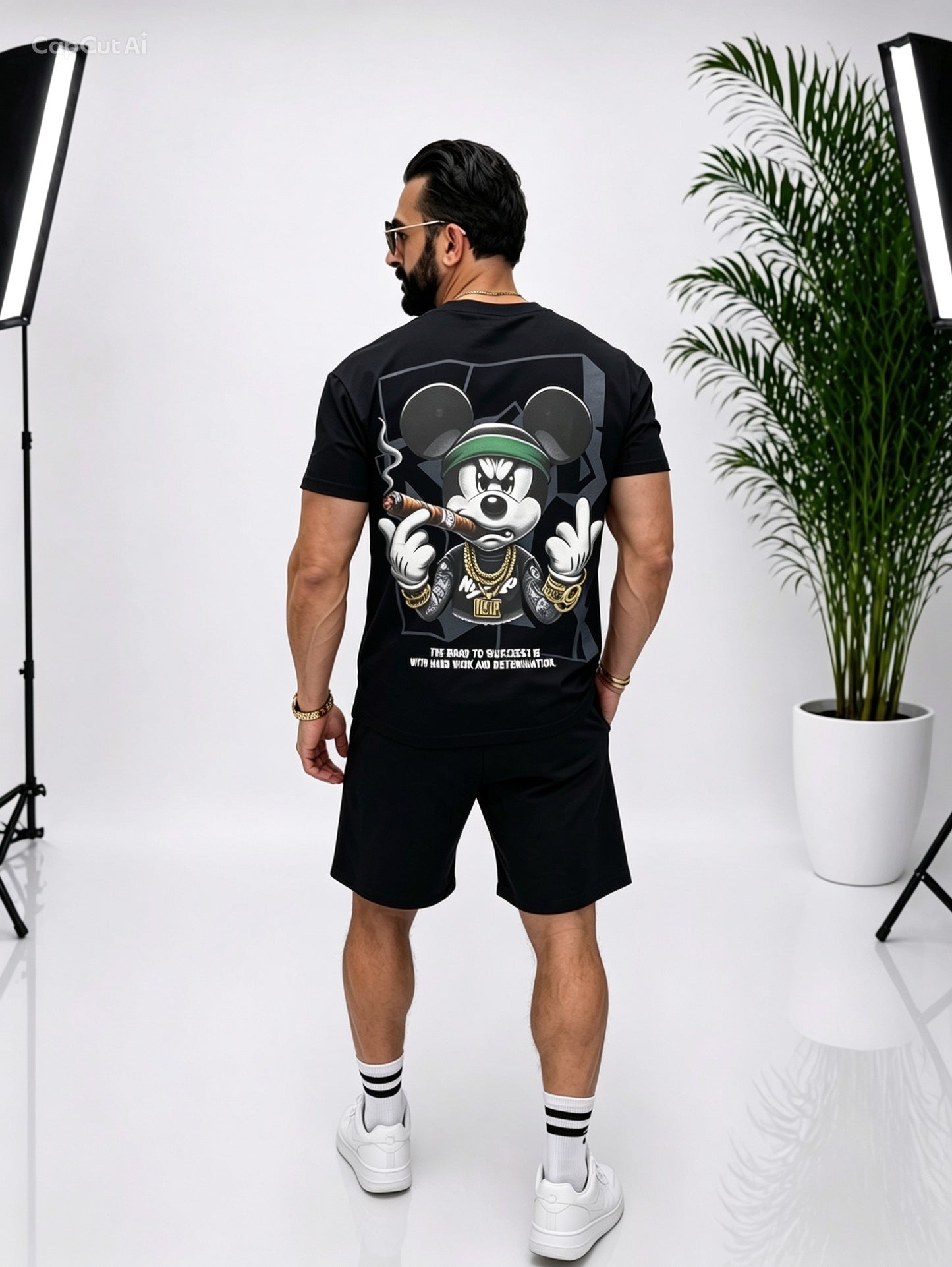 Set bărbătesc cu imprimeu Mickey pe față și spate – stil urban statement