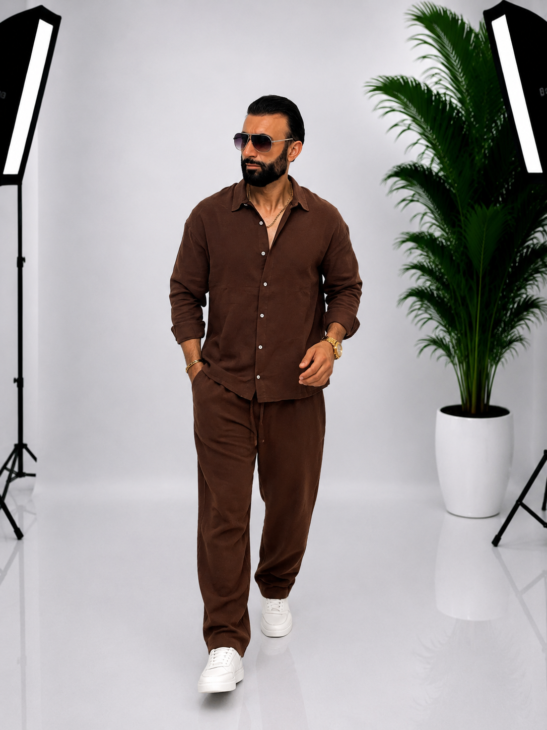 🤎 Set bărbătesc Oversize – Maro