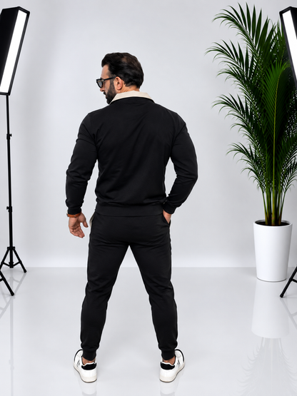 SET BĂRBĂTESC NEGRU DE TRAINING DIN 95% BUMBAC – ELEGANȚĂ ȘI CONFORT