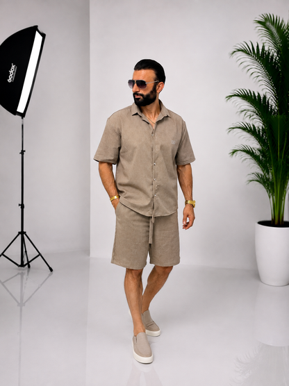 Set bărbătesc din bumbac – Cămașă cu mânecă scurtă & Pantaloni