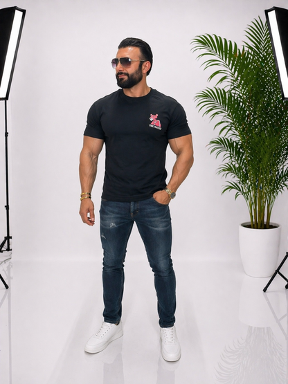 Tricou unisex oversize elegant, cu imprimeu PINK PANTER pe față și spate, din 95% bumbac și 5% lycra