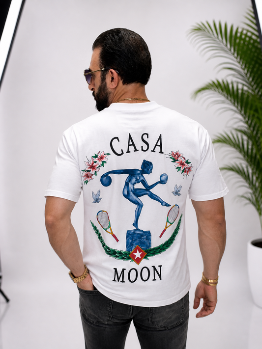 Tricou unisex oversize elegant, cu imprimeu pe față și spate, din 95% bumbac și 5% lycra