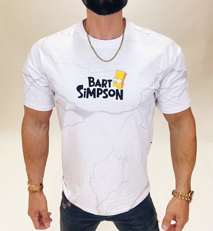 Tricou unisex oversize din 95% bumbac și 5% lycra, cu imprimeu The Simpsons pe față și spate