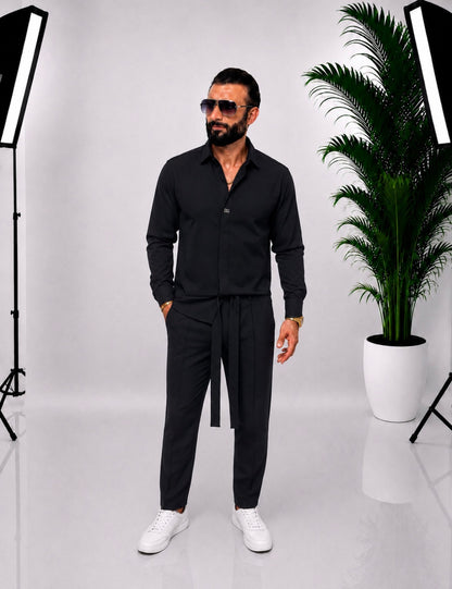 🖤 SET NEGRU ELEGANT PENTRU BĂRBAȚI SI PENTRU EVENIMENTE – 100% BUMBAC