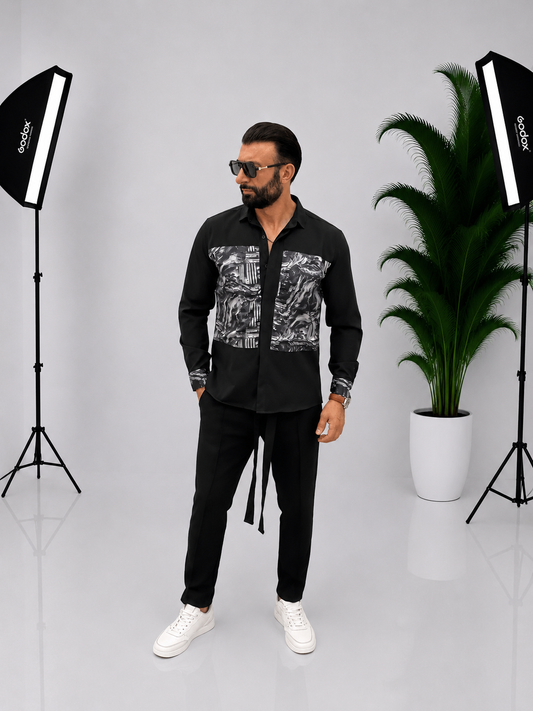 Set bărbătesc elegant din bumbac 100% cu imprimeu digital – Ideal pentru ocazii speciale