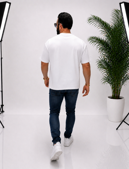 Tricou bărbătesc 95% bumbac, 5% elastan cu imprimeu frontal modern – descriere detaliată