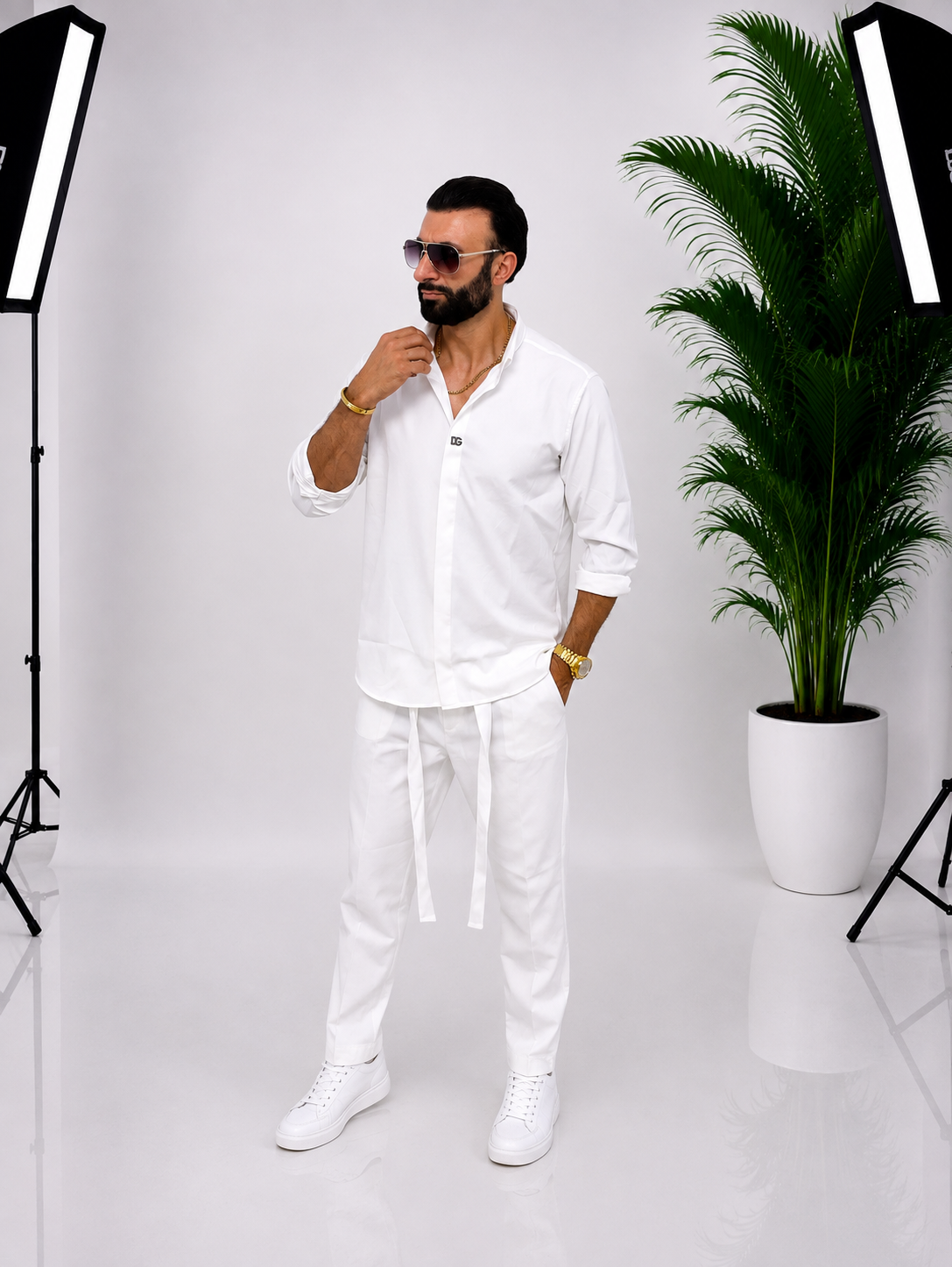 🤍 SET ALB ELEGANT PENTRU BĂRBAȚI SI EVENIMENTE – 100% BUMBAC
