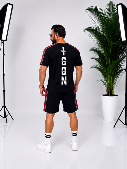 et bărbătesc ICON Milano Negru – Tricou și pantaloni scurți cu design modern