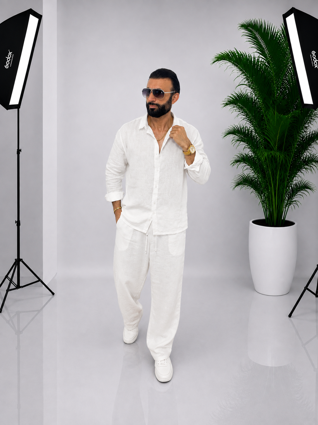 Set bărbătesc din Bumbac si In Oversize – ALB