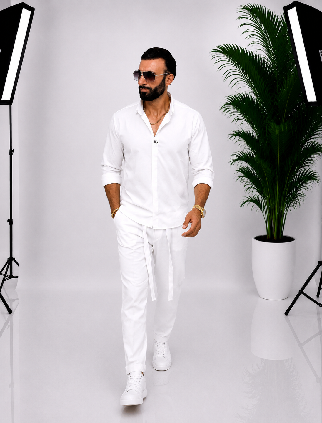 🤍 SET ALB ELEGANT PENTRU BĂRBAȚI SI EVENIMENTE – 100% BUMBAC