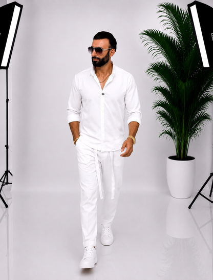 🤍 SET ALB ELEGANT PENTRU BĂRBAȚI SI EVENIMENTE – 100% BUMBAC