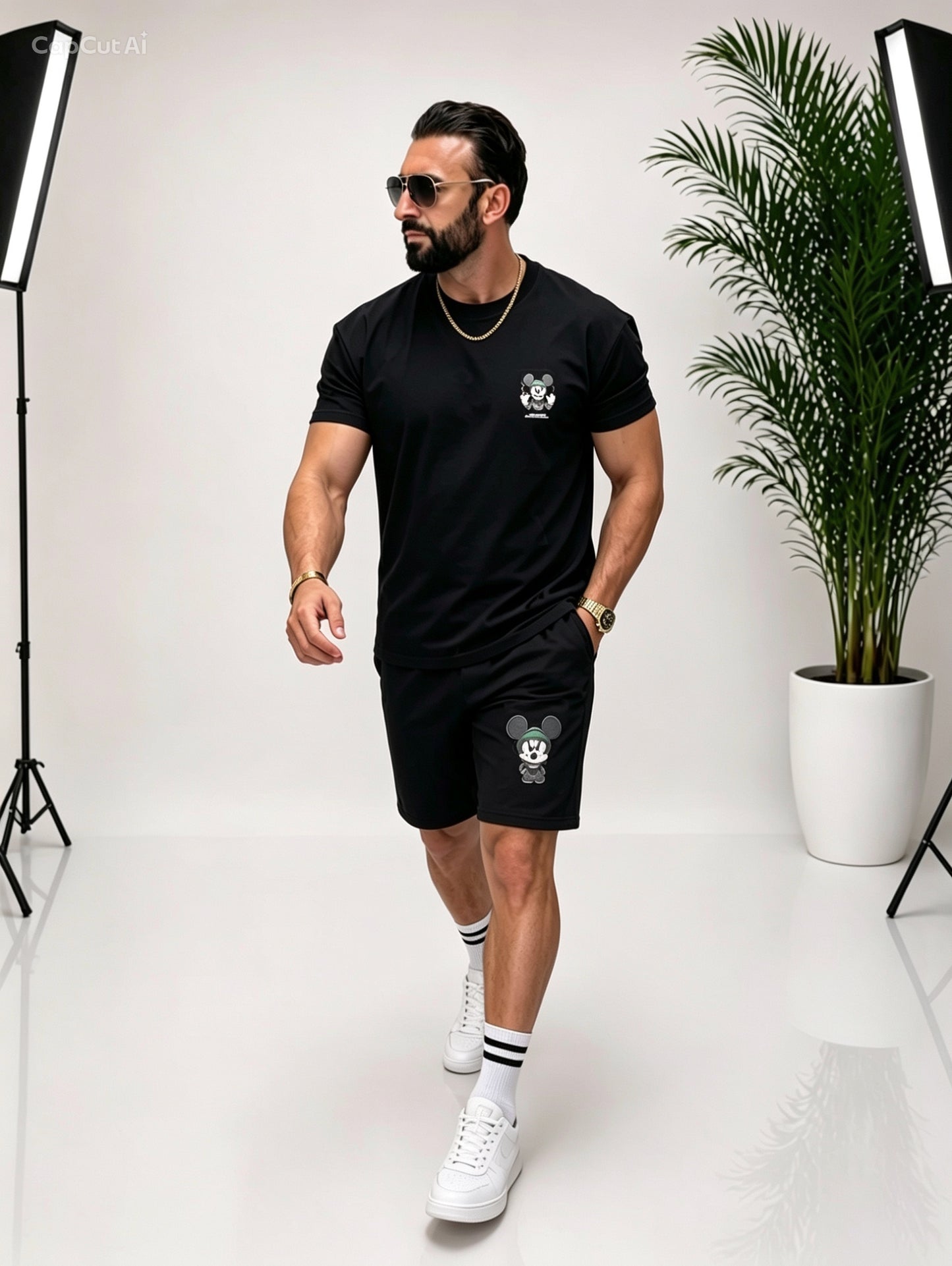 Set bărbătesc cu imprimeu Mickey pe față și spate – stil urban statement