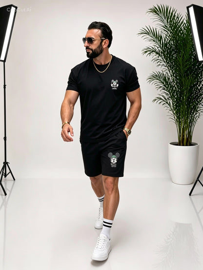 Set bărbătesc cu imprimeu Mickey pe față și spate – stil urban statement