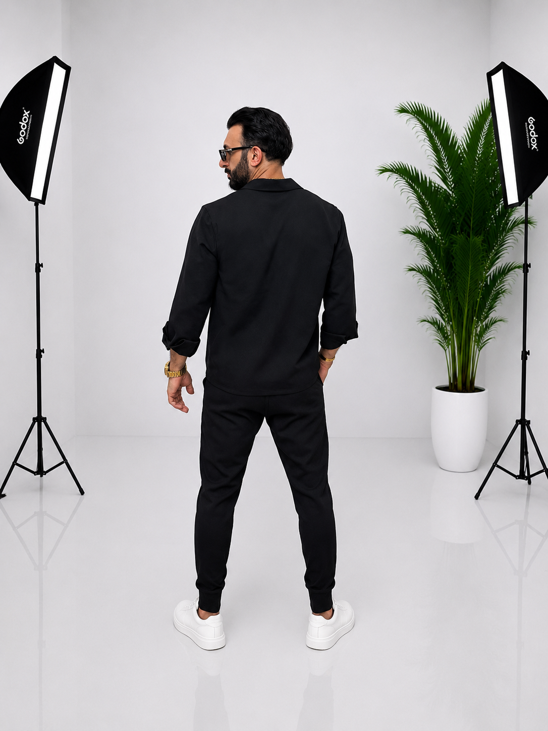 🖤 SET BĂRBĂTESC CU CĂMAȘĂ CU FERMOAR ȘI PANTALONI – SIMBOL „V” | STIL MODERN