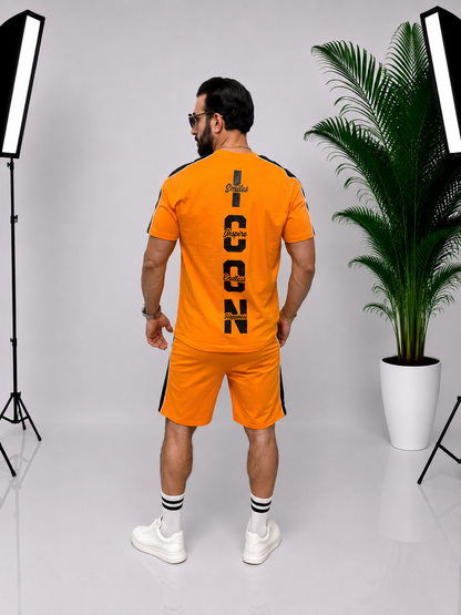 Set bărbătesc ICON Milano portocaliu – Tricou și pantaloni scurți cu design modern